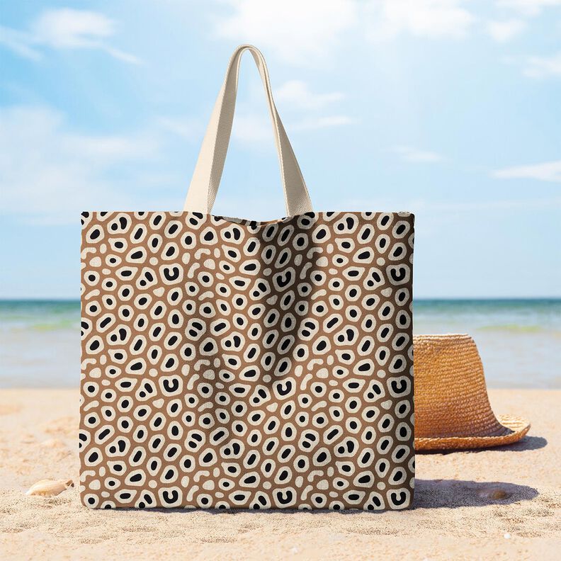 Dekorační látka Polopanama Abstraktní leopardí vzor – světle hnědá/cashew (béžová),  image number 8