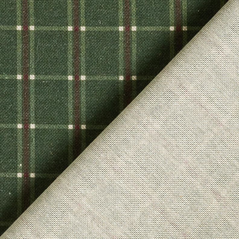 Dekorační látka Polopanama Elegantní kostkovaný vzor – jedlově zelená/karmínově červená,  image number 4