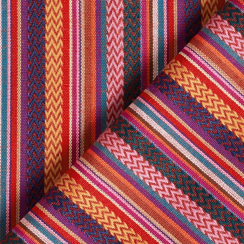 Dekorační látka Žakár Chevronové pruhy – karmínově červená/zelená, image number 4