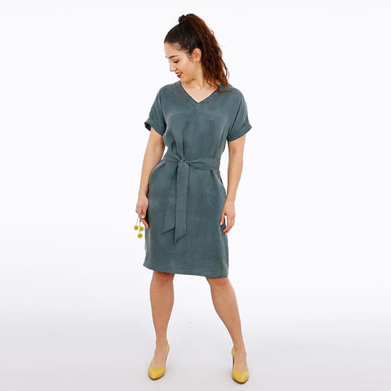 FRAU VIKKI – volné šaty s výstřihem do V a páskem, Studio Schnittreif | XS - XXL,  image number 4