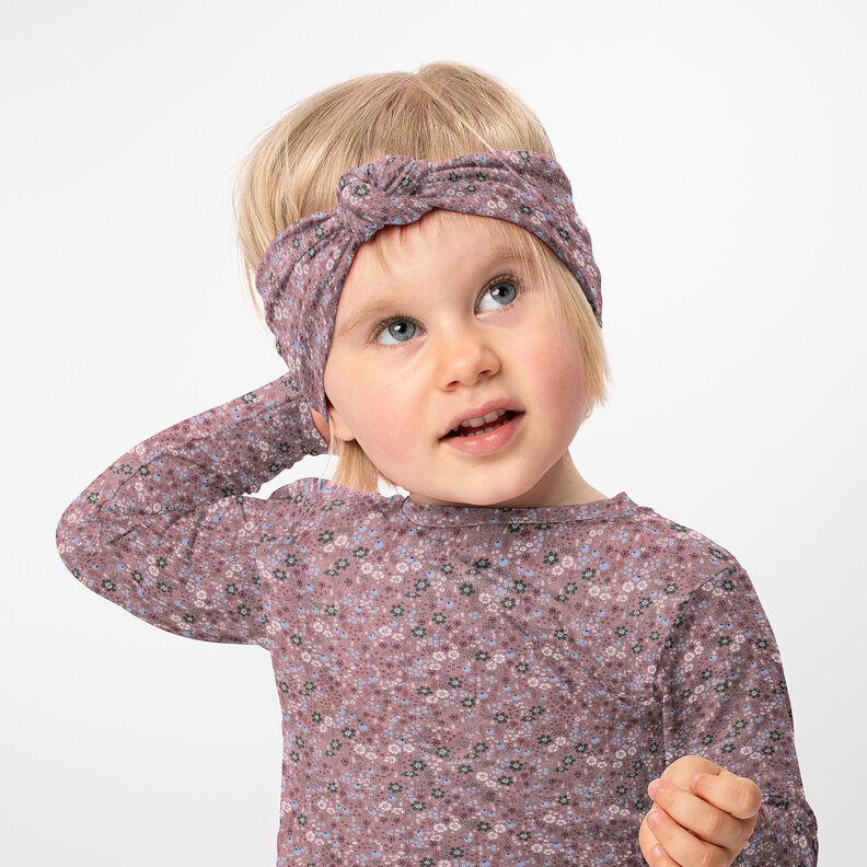 Bavlněn&yacute; žerzej Lesn&iacute; květinov&aacute; louka digit&aacute;ln&iacute; potisk &ndash; tmavě starorůžov&aacute;,  image number 5