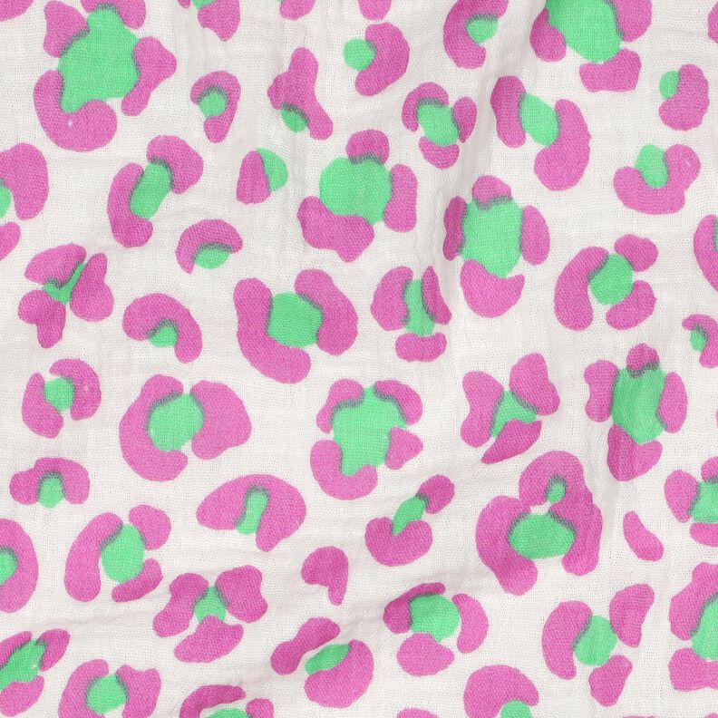 Mušelín / dvojitá mačkaná tkanina Barevný leopardí vzor | Poppy Fabrics – slonová kost/světle zelená, image number 2