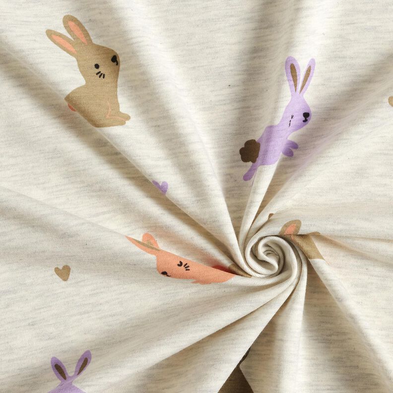 Bavlněný žerzej Zajíčci a srdce | Poppy Fabrics – vlněná bílá, image number 3