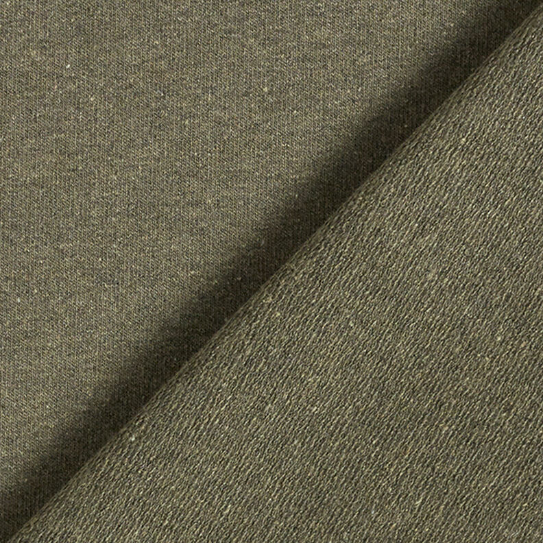 Recyklovaná teplákovina French Terry ze směsi s bavlnou – olivová,  image number 3