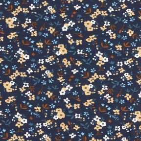 Bavlněný žerzej Vzor millefleurs (drobné kvítky) – noční modrá, 