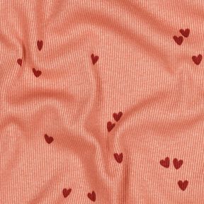 Žebrovaný žerzej Rozptýlená srdce | Poppy Fabrics – lososová/tmavě červená, 