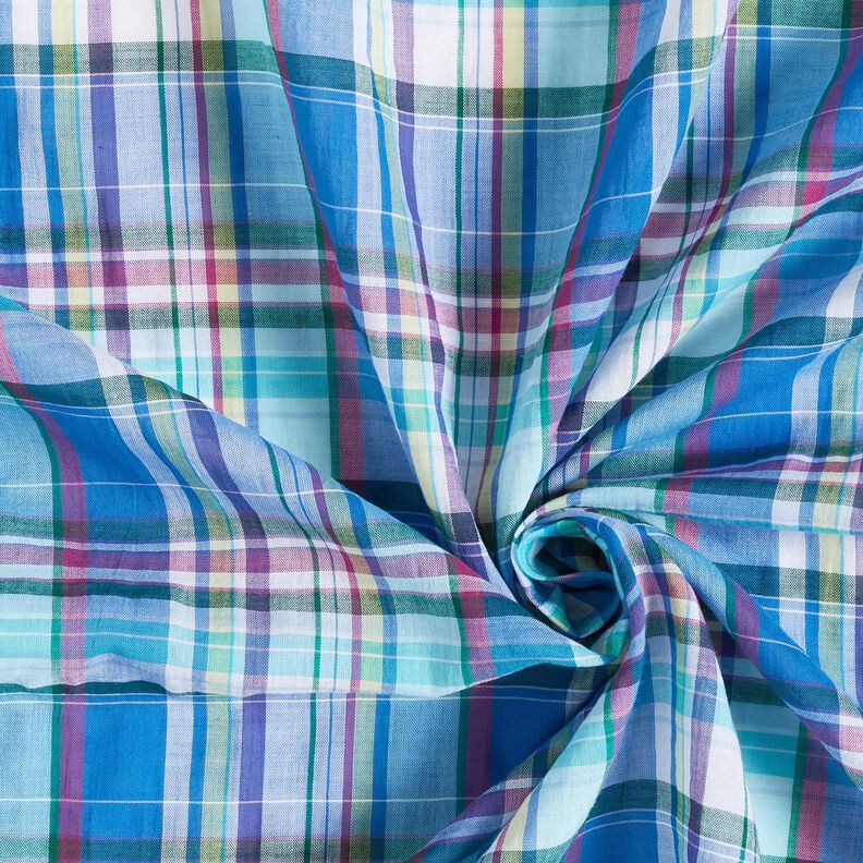 Lehká bavlněná směs s barevnými kostkami – modrá,  image number 3