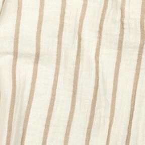 Mušelín / dvojitá mačkaná tkanina Barevné pruhy příze  | Poppy Fabrics – mandlová/vlněná bílá, 