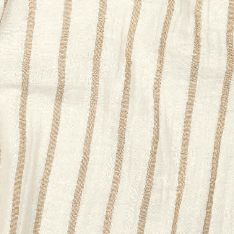 Mušelín / dvojitá mačkaná tkanina Barevné pruhy příze  | Poppy Fabrics – mandlová/vlněná bílá,  image number 2