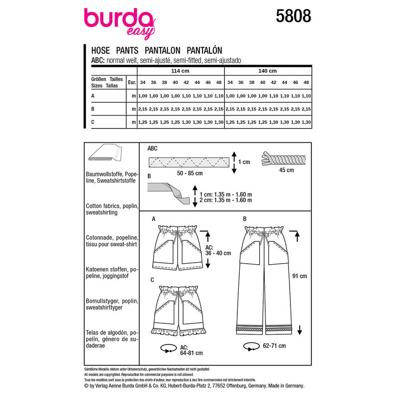 Kalhoty | Burda 5808 | 34-48,  image number 12