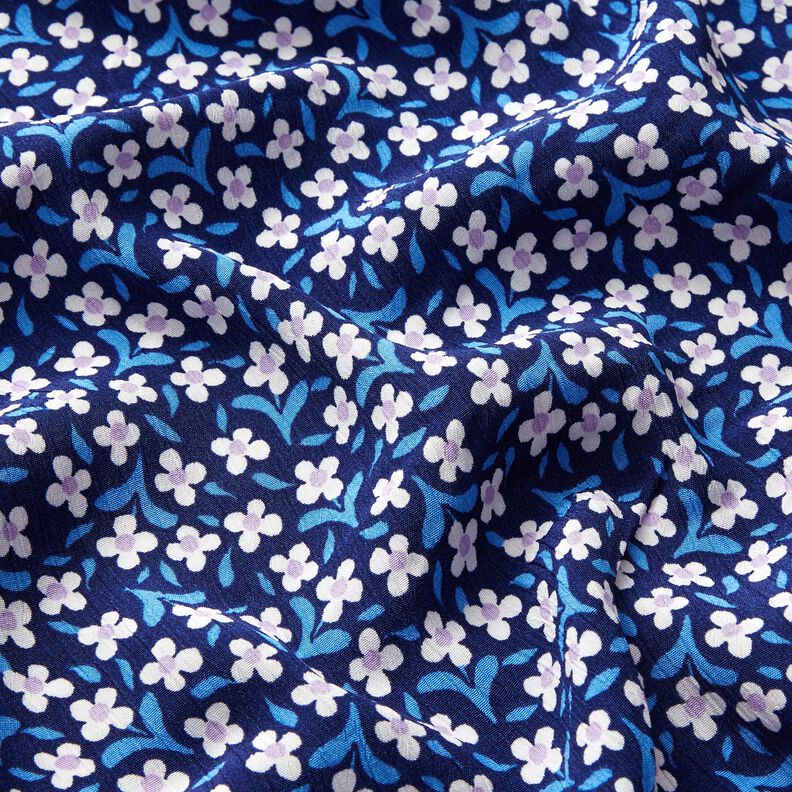 Viskózový krep malé květy – namornicka modr/bílá,  image number 2