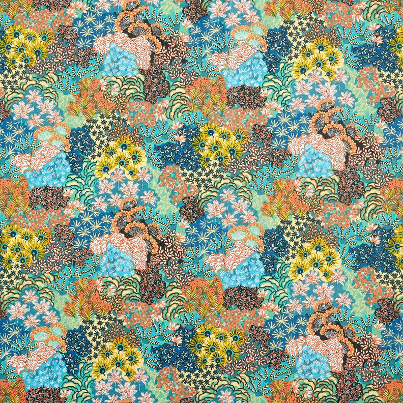 Povrstvená bavlna Moře květin – oceánská modrá/terracotta,  image number 1