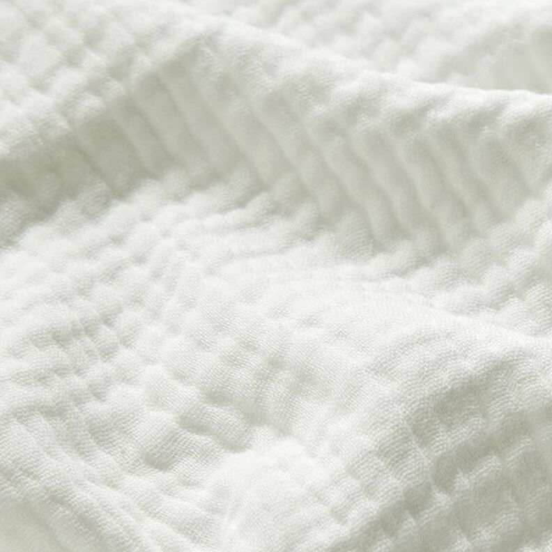 GOTS Třívrstvý bavlněný mušelín – vlněná bílá,  image number 3