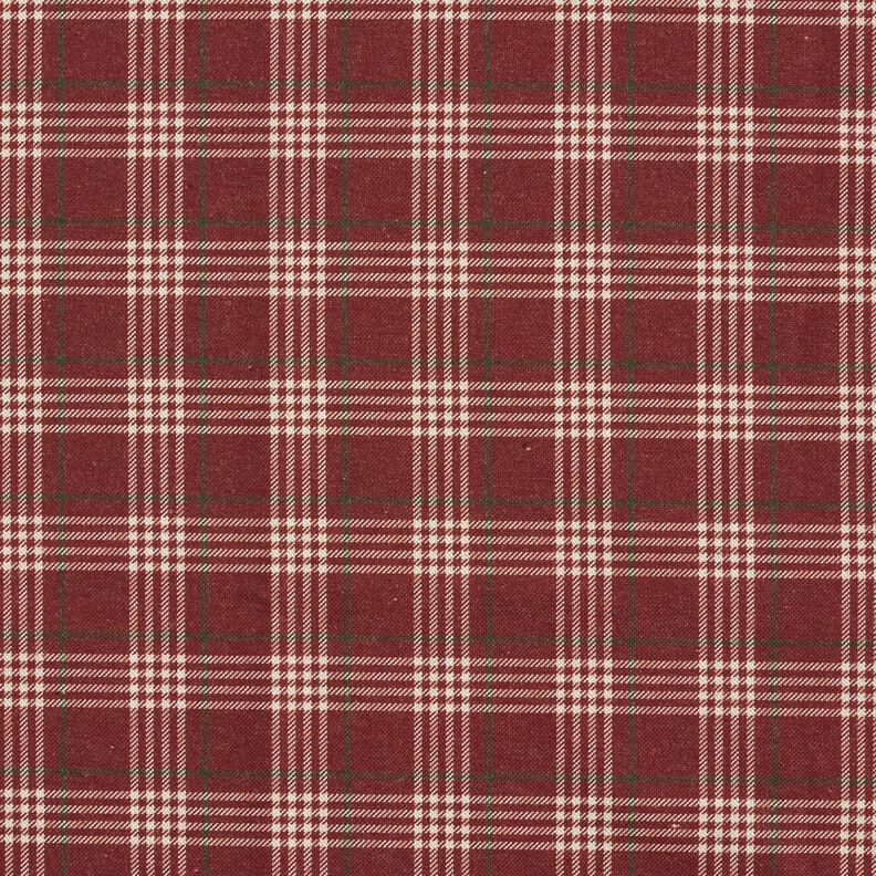 Dekorační látka Polopanama Klasické kostky – burgundská červená/přírodni, image number 1