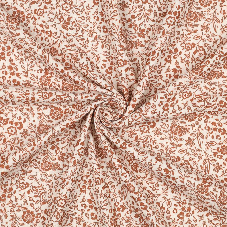 Mušelín / dvojitá mačkaná tkanina Dvoubarevné květy | Poppy Fabrics – světle béžová/karamelová, image number 3