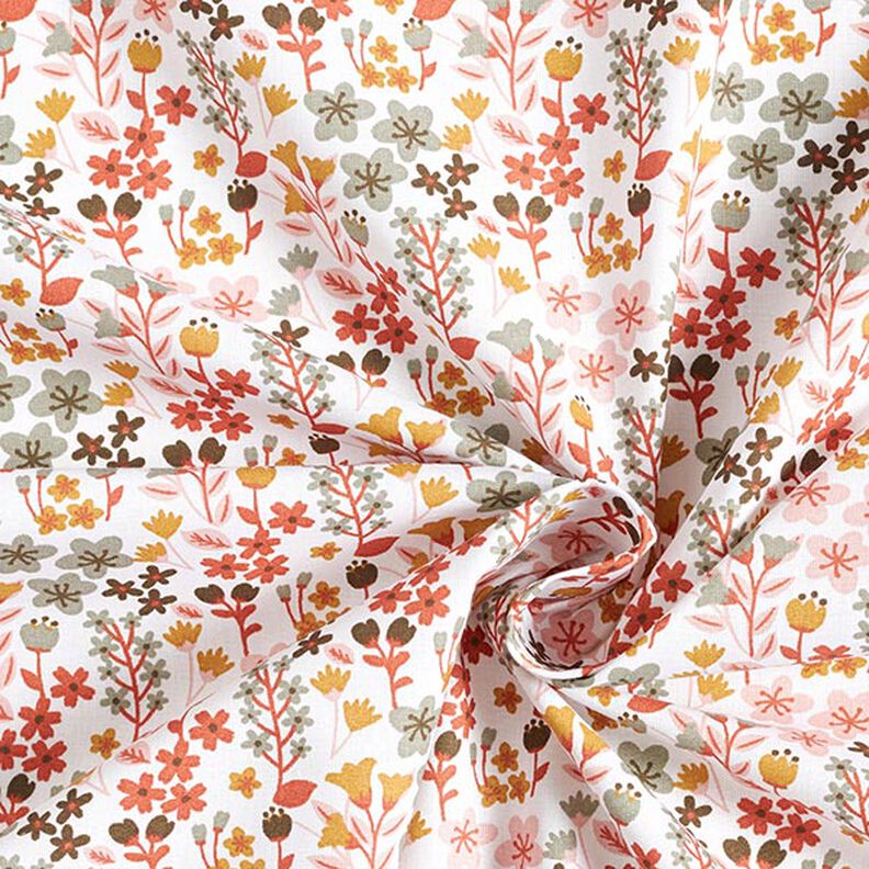 Bavlněný kreton Filigránské květiny – oranžová/bílá,  image number 3