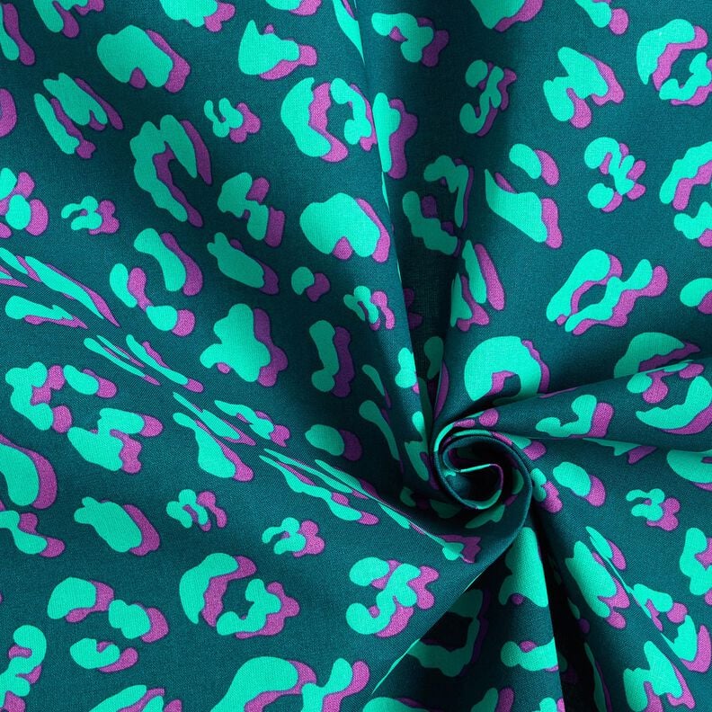 Povrstvená bavlna Abstraktní Leopardí vzor | Poppy Fabrics – petrolejová/světle fialova, image number 3