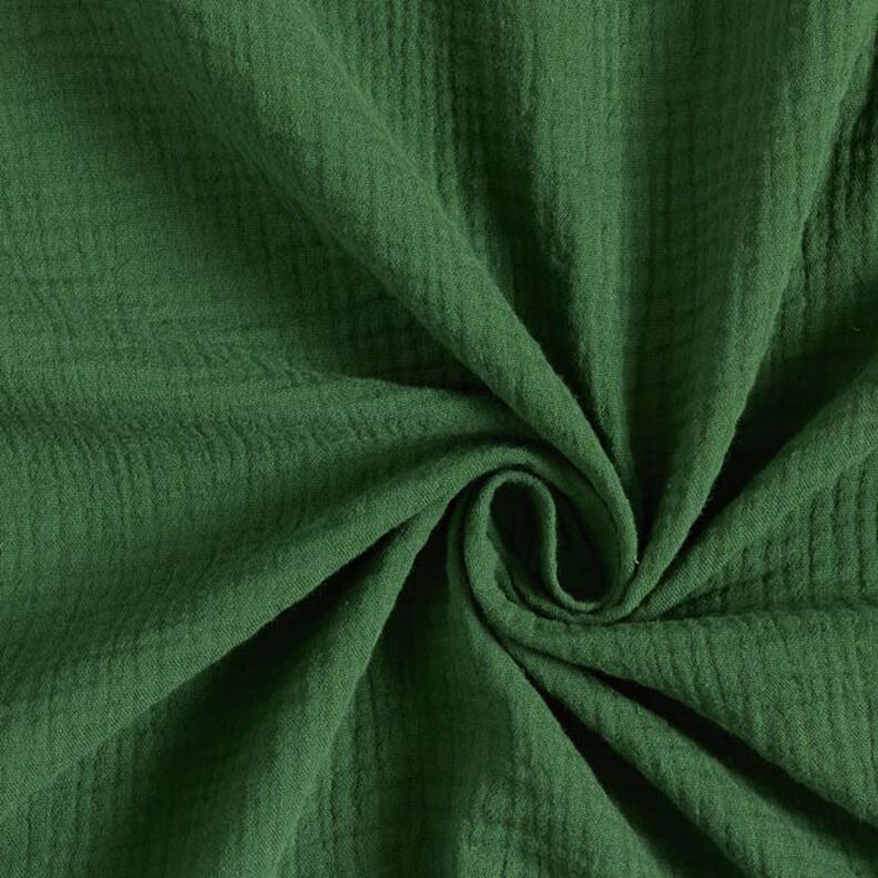 GOTS Mušelín / dvojitá mačkaná tkanina | Tula – tmavě zelená,  image number 1