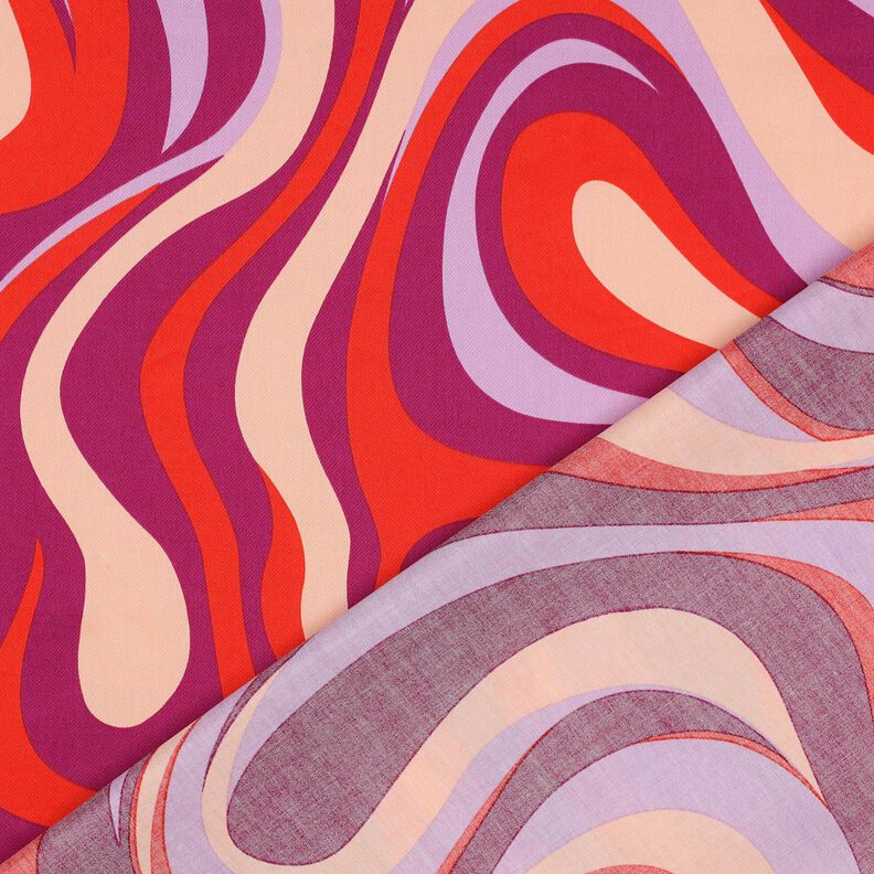 Bavlněný satén Retro vlny | Poppy Fabrics – purpurová/oranžová,  image number 4