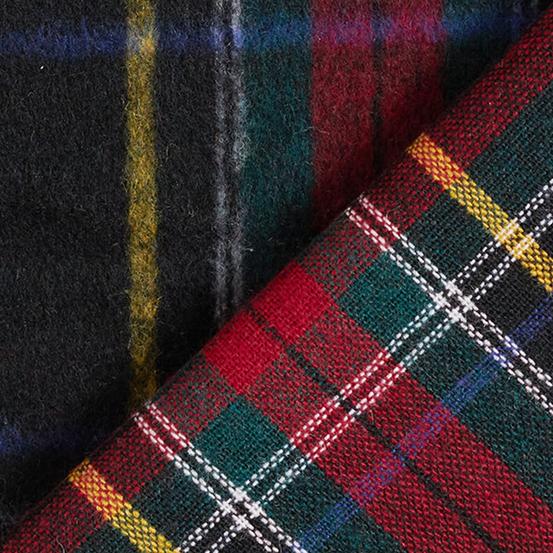 Kabátová látka s příměsí vlny skotská kostka – černá/červená,  image number 4