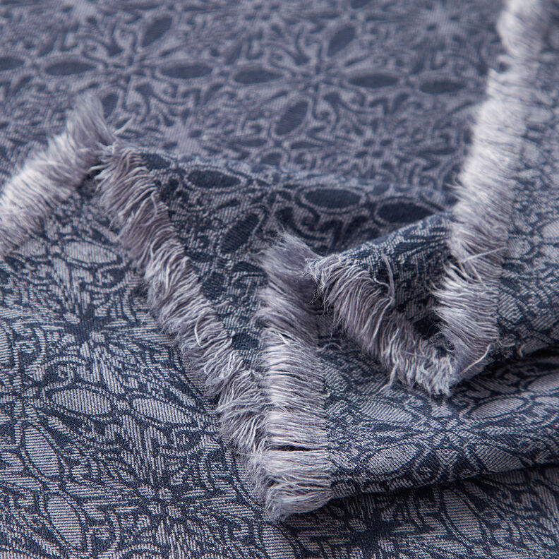 Strečový žakár ornamenty – džínově modrá,  image number 5