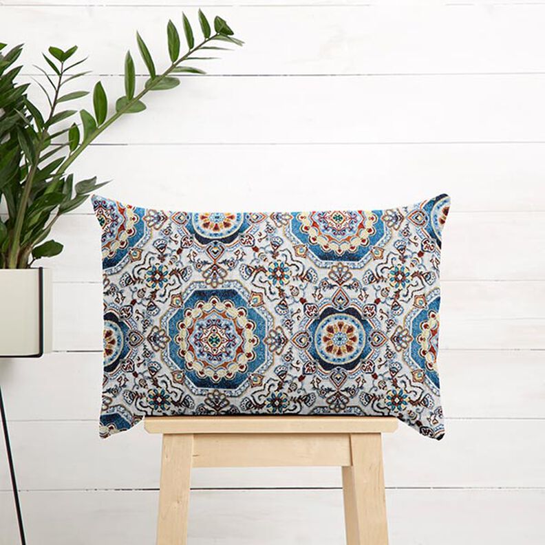 Dekorační látka Gobelín Orientální mandala – modrá/slonová kost, image number 6