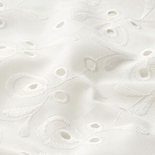 Bavlněná tkanina s vyšitými úponky – bílá, 