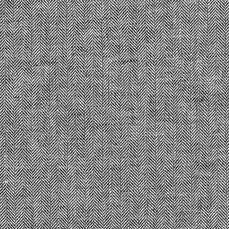 Směs lnu a bavlny se vzorem rybí kost – černá,  image number 1