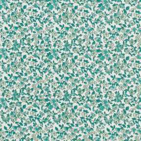 Bavlněn&aacute; l&aacute;tka Kreton Množstv&iacute; květů &ndash; petrolejov&aacute;/b&iacute;l&aacute;, 