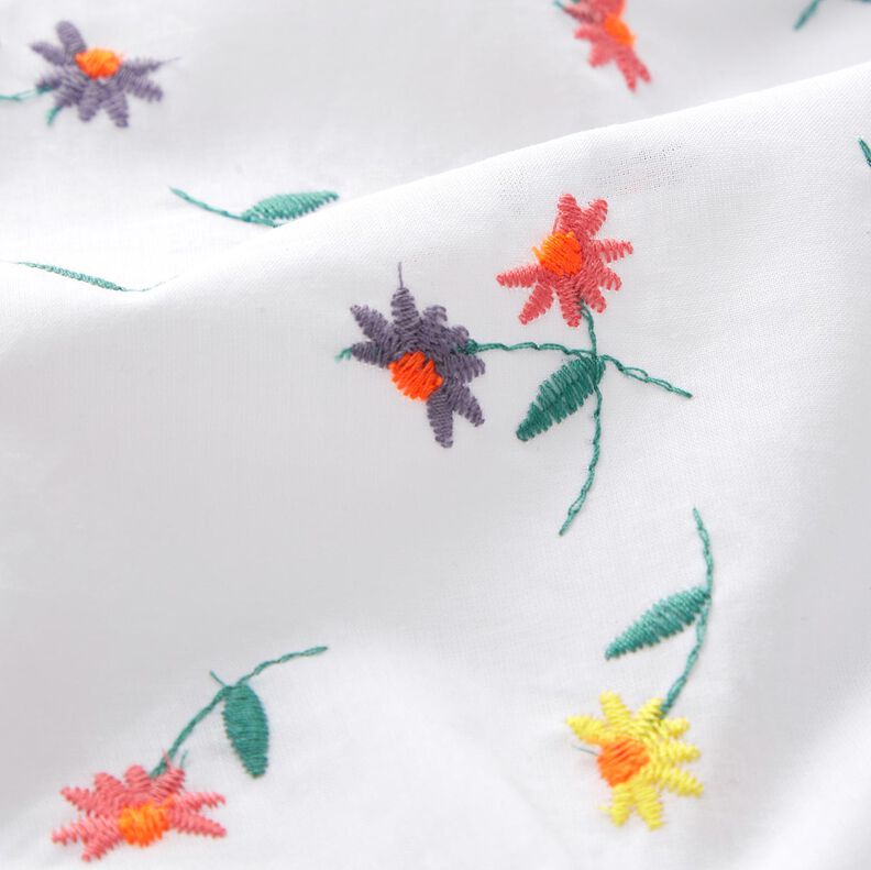Jemný bavlněný batist vyšívané květiny | Poppy Fabrics – bílá/zářivě oranžová,  image number 5