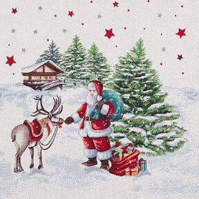 Panel Gobelín Santa Claus, materiál s lurexem – vlněná bílá, 