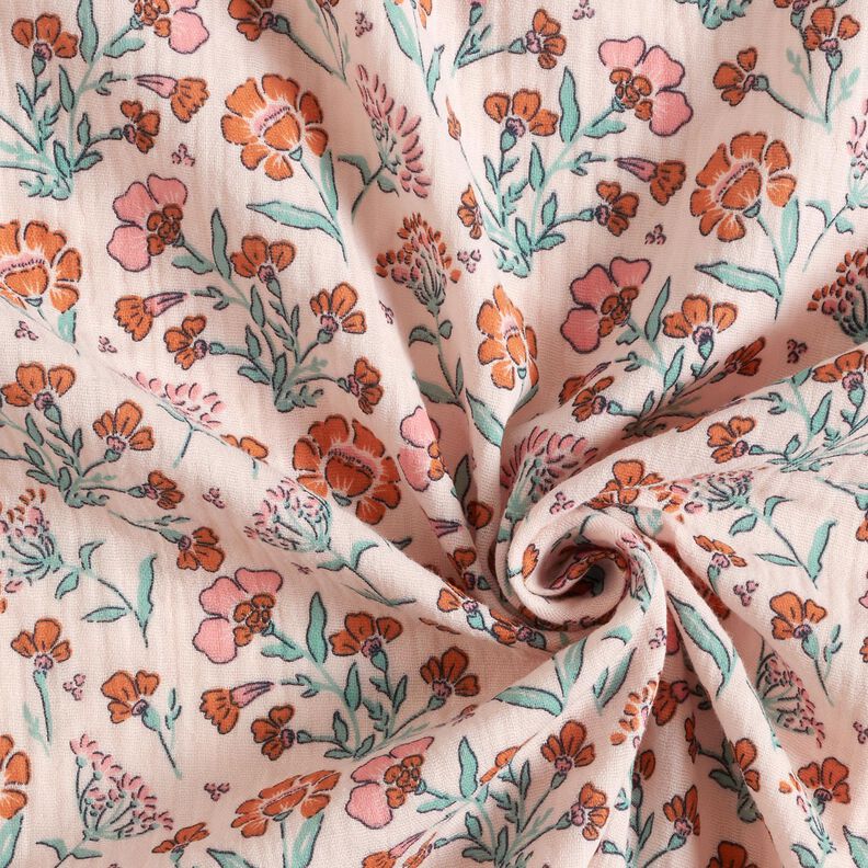 Mušelín / dvojitá mačkaná tkanina Květinová louka | Poppy Fabrics – rose,  image number 3
