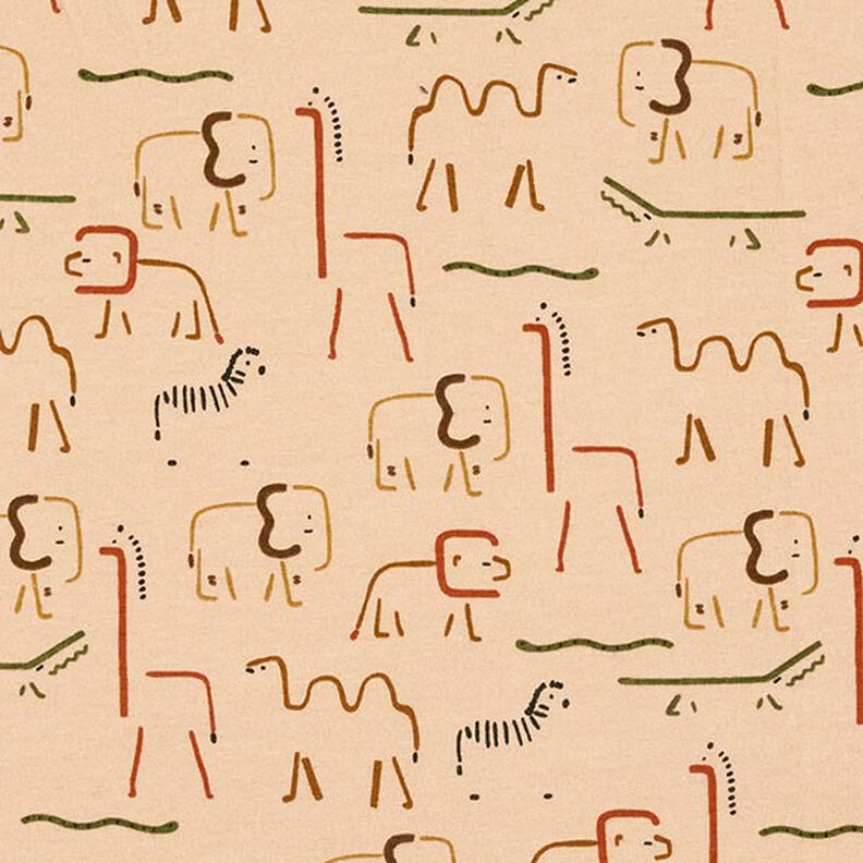 Teplákovina počesaná abstraktní stepní zvířata – cashew (béžová),  image number 1