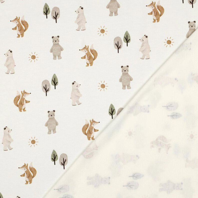 Bavlněný žerzej Zvířátka v lese digitální potisk | Poppy Fabrics – slonová kost/sasanková,  image number 4