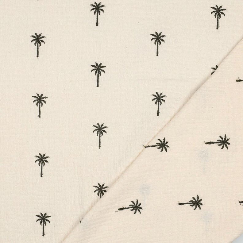 Mušelín / dvojitá mačkaná tkanina Vyšívané palmy  | Poppy Fabrics – vlněná bílá/tmave olivová,  image number 4