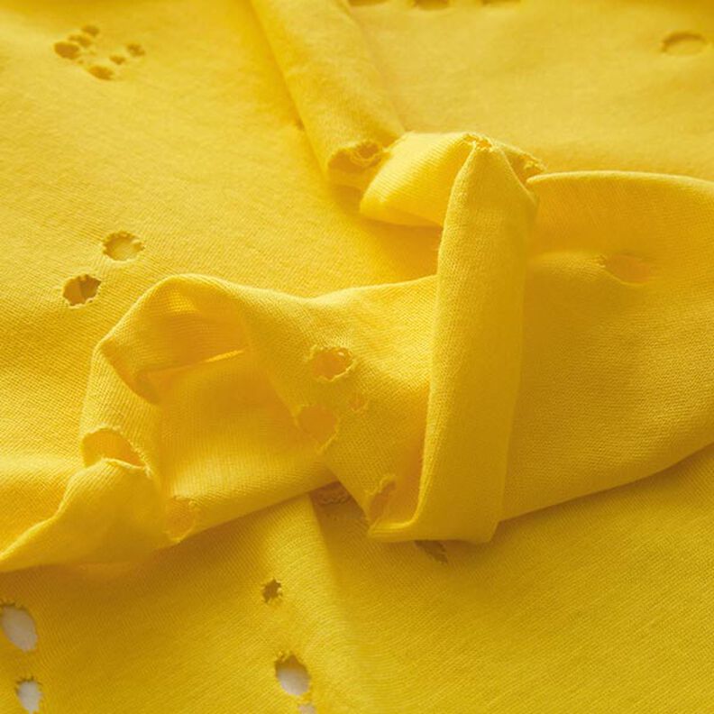 Bavlněný žerzej Poničený vzhled – citrónově žlutá,  image number 3