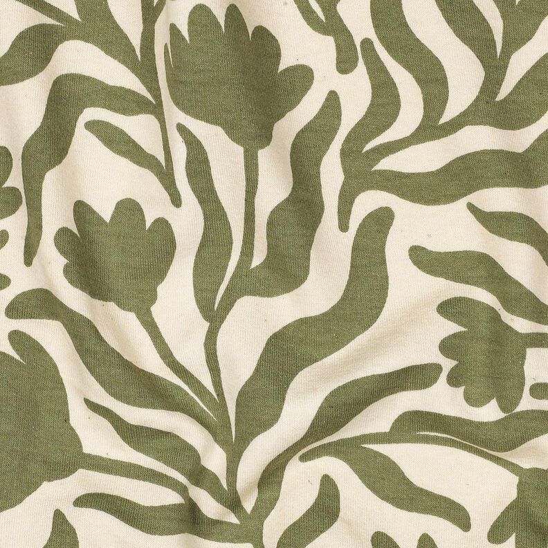 Teplákovina počesaná nebělené Květiny | Poppy Fabrics – kremová/khaki,  image number 2