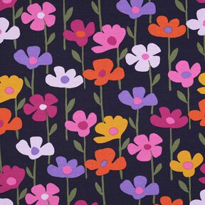 Francouzské froté letní teplákovina Barevné květiny | Poppy Fabrics – namornicka modr, 