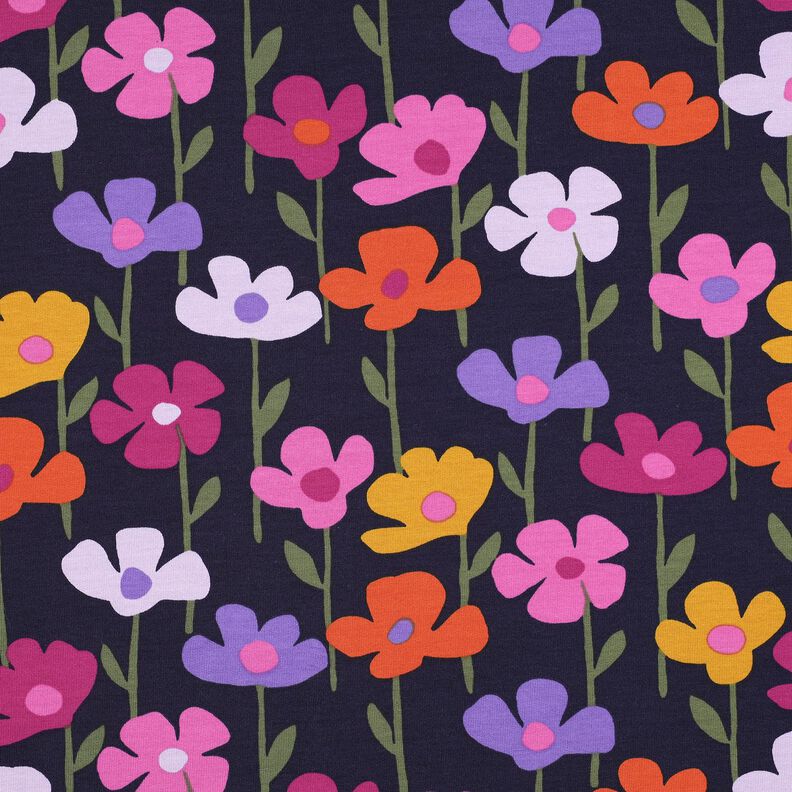 Francouzské froté letní teplákovina Barevné květiny | Poppy Fabrics – namornicka modr,  image number 1