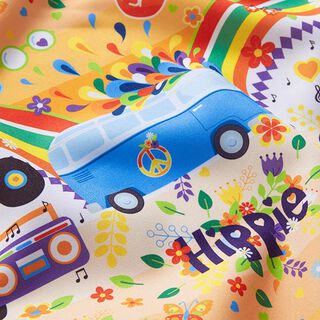 Karnevalová látka Hippie motivy – černá, 