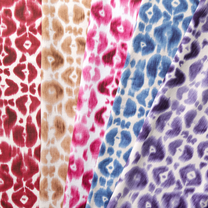 GOTS Francouzské froté Batikovaný leopardí vzor | TCC x LOOKS by Wolfgang Joop – purpurová/bílá,  image number 7