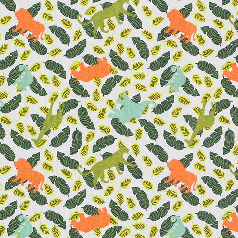 Bavlněná látka Kreton Siluety zvířat džungle – zelená,  image number 1