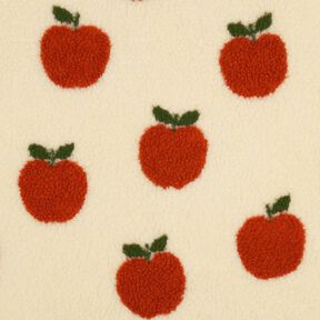 Plyš teddy Jablka | Poppy Fabrics – vlněná bílá/terracotta, 