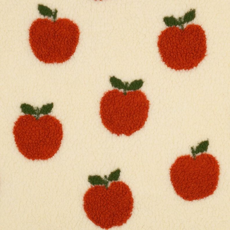 Plyš teddy Jablka | Poppy Fabrics – vlněná bílá/terracotta,  image number 1