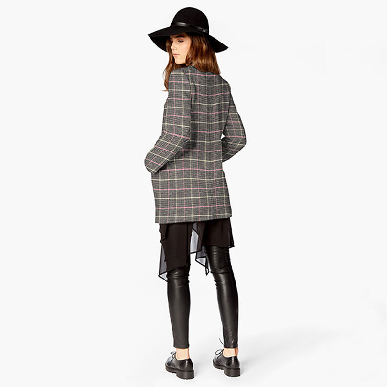 Kabátová tkanina Houndstooth kostkovaná s třpytivým efektem – šedá/černá, image number 5