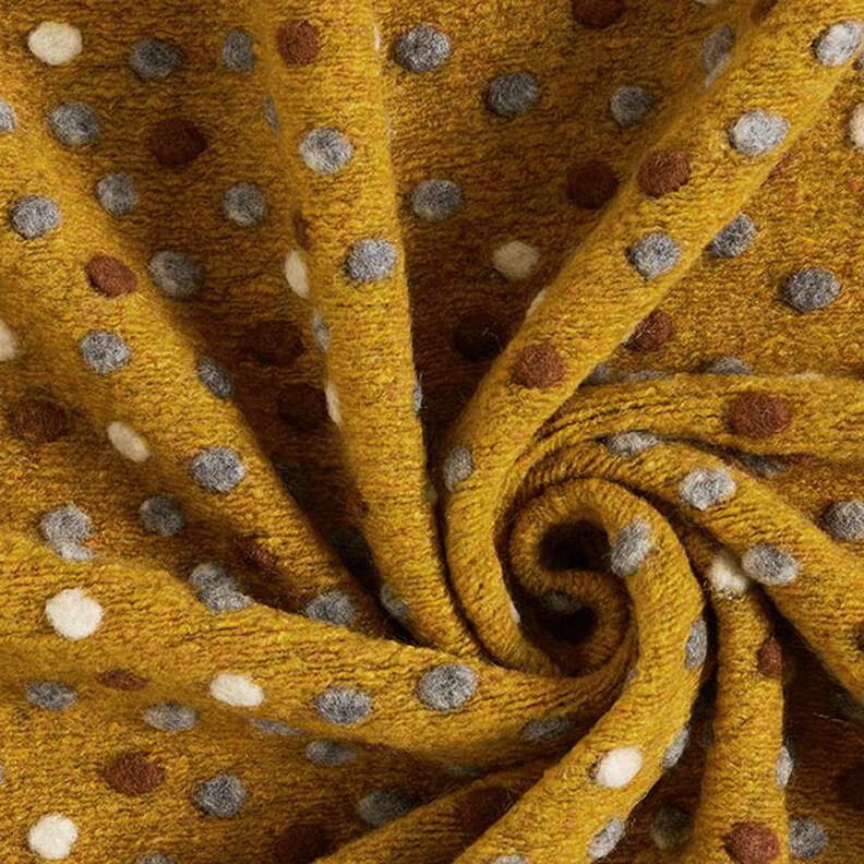 Vlněná pletenina Barevné nopky – kari žlutá,  image number 3