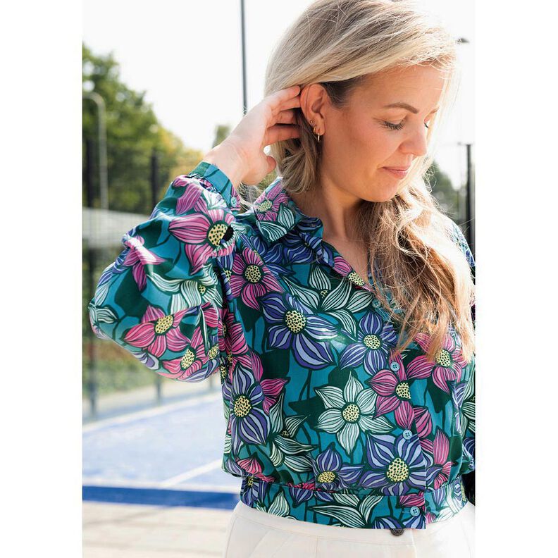 LENZING™ EcoVero™ Viskózová tkanina Květiny | Poppy Fabrics – merlot/meruňková,  image number 5