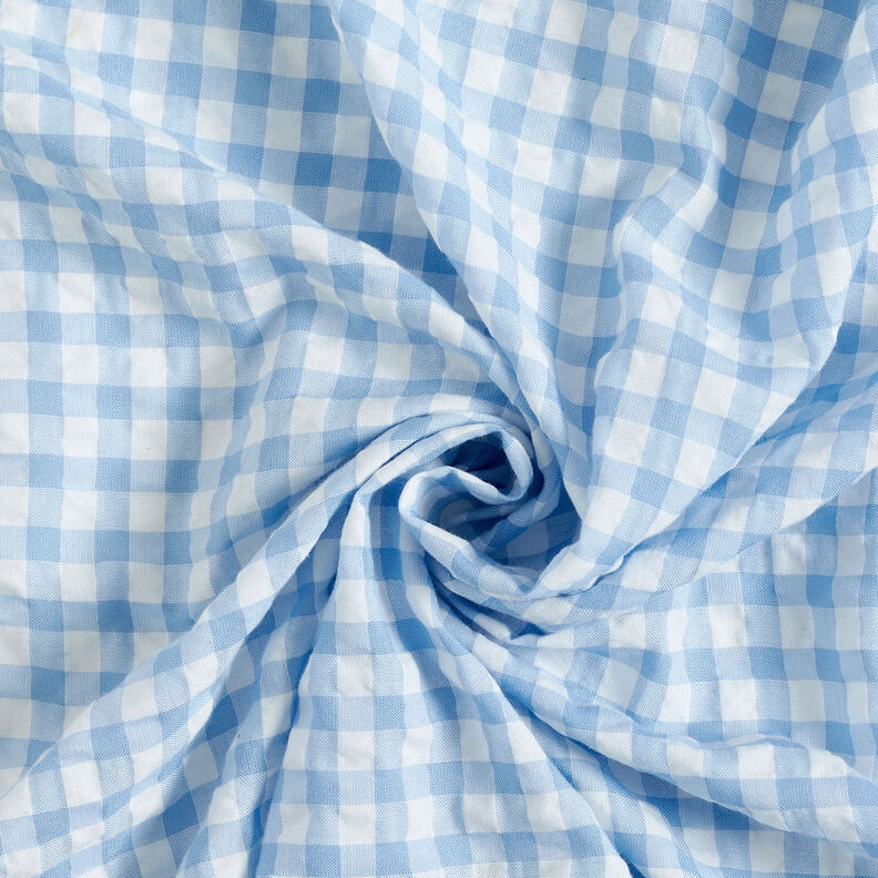 Seersucker velký kostkovaný Vichy – bílá/světle modra,  image number 3