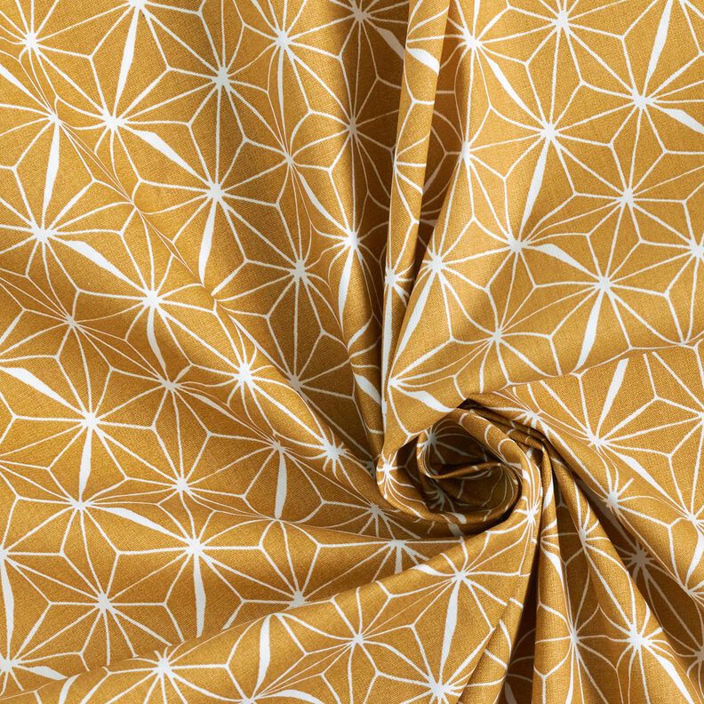 Povrstvená bavlna Grafické hvězdy – hořčicove žlutá/bílá,  image number 4