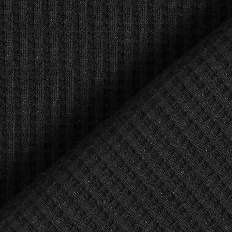 Bavlněný vaflový žerzej jednobarevný – černá,  image number 3